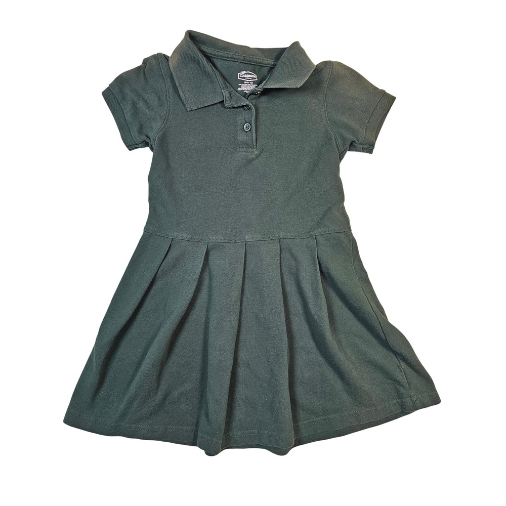 Classroom Uniforms Girls 6X HunterGreen Pleated Polo SchoolUniform Dress RN93643